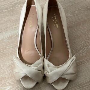 kate spade Women's Cream Peep Toe Heels